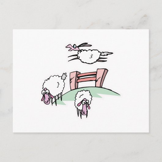 羊の飛び越しフェンス ポストカード (正面)