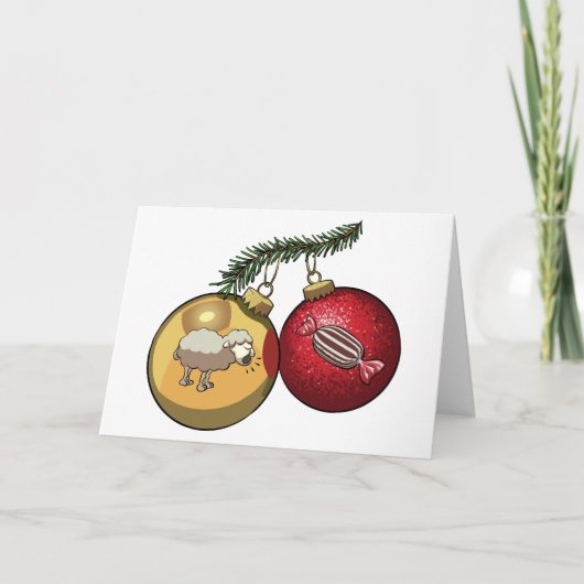 羊の鳴き声のばかばかしいつまらないもののクリスマスのヒツジ及びキャンデーの漫画 シーズンカード (正面)