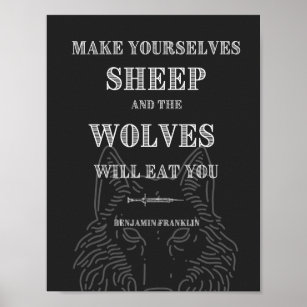 羊はウルフ食べベンフランクリン引用文の予定 ポスター