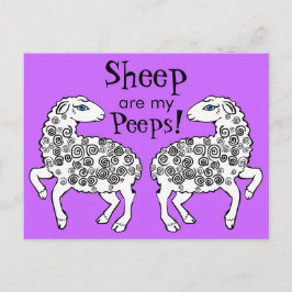 羊は私のピープスだ！フォークアートパープル ポストカード