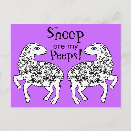 羊は私のピープスだ！フォークアートパープル ポストカード (正面)