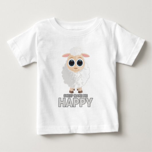 羊は私を幸せにする ベビーTシャツ (正面)