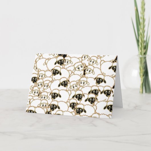 羊は群がり、私たちが聖降誕祭を祝う。 シーズンカード (正面)