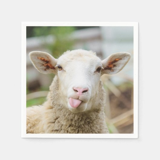 羊は舌を出す スタンダードカクテルナプキン (正面)
