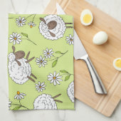 羊をホニーの露の緑にカウント キッチンタオル (四つ折り)