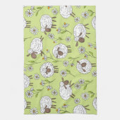 羊をホニーの露の緑にカウント キッチンタオル (縦)