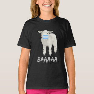 羊をマスク おもしろい顔マスク付き羊デザイン Tシャツ