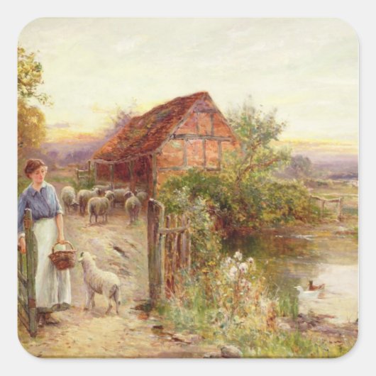 羊を家に連れて帰る スクエアシール (正面)