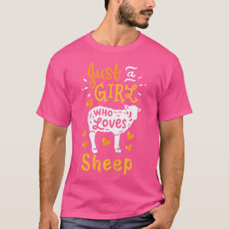 羊を愛する女おもしろいの子 Tシャツ