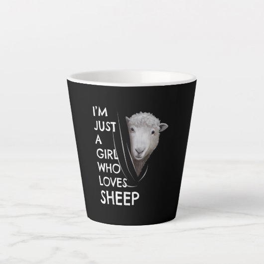 羊を愛する女の子 | Sheep Fansギフト カフェラテマグ (正面)