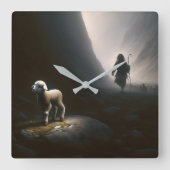 羊を見つけ失ったる スクエア壁時計 (正面)