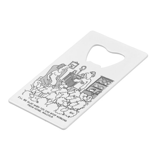 羊を連れて家から働く羊飼い クレジットカード栓抜き (裏面アングル)