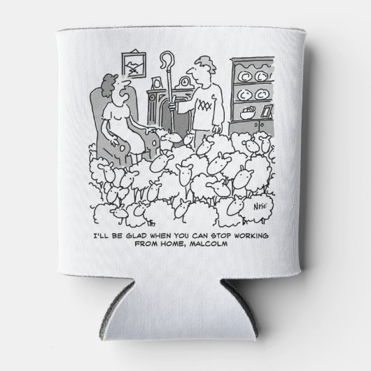 羊を連れて家から働く羊飼い 缶クーラー (正面)