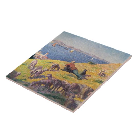 羊を連れて海を眺める タイル (側面)