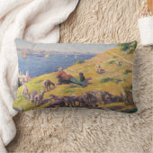 羊を連れて海を眺める ランバークッション (ブランケット)