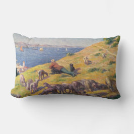 羊を連れて海を眺める ランバークッション