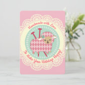 羊アーガイル編み物針クリスマスカード シーズンカード (スタンド正面)