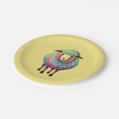 羊カラフルイラストレーション ペーパープレート (アングル)