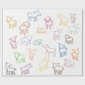 羊カラフル ラッピングペーパー (フラット)