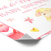 羊カラフル/子羊の少女の赤ちゃんシャワーへようこそ ポスター (角)