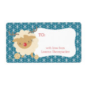 羊トナカイ〔雄ジカの〕枝角編み物クロチェットクリスマス ラベル (正面)