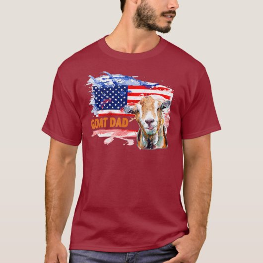羊パパ アメリカ国旗 農夫 農業 アメリカン Tシャツ (正面)