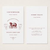 羊ユニーク農業ヴィンテージレトロ名刺 (正面&裏面)