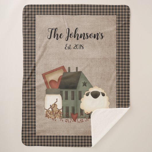 羊初期の付き緑のサルトボックスホーム シェルパブランケット (正面)