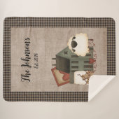 羊初期の付き緑のサルトボックスホーム シェルパブランケット (正面(横))