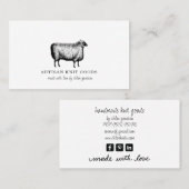 羊図解入りの、写真付きの編み物業 名刺 (正面/裏面)