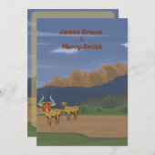 羊山空自然太陽ロマンス愛ウェディング 招待状 (正面/裏面)