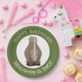 羊毛のサイのエラスモウパーソナライズされたム誕生日 ペーパープレート (パーティー)