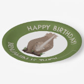 羊毛のサイのエラスモウパーソナライズされたム誕生日 ペーパープレート (アングル)