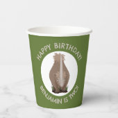 羊毛のサイのエラスモウパーソナライズされたム誕生日 紙コップ (裏面)