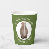 羊毛のサイのエラスモウパーソナライズされたム誕生日 紙コップ (正面)