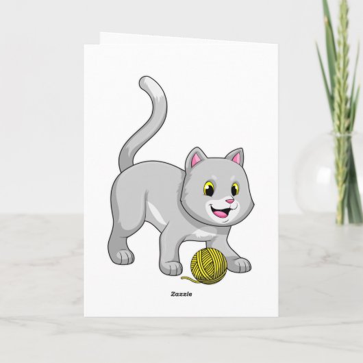 羊毛の玉で遊ぶ猫 カード (裏面)