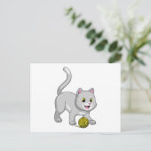 羊毛の玉を持つ猫 ポストカード (スタンド正面)
