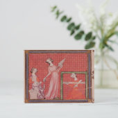 羊毛を紡ぐ女性 ポストカード (スタンド正面)