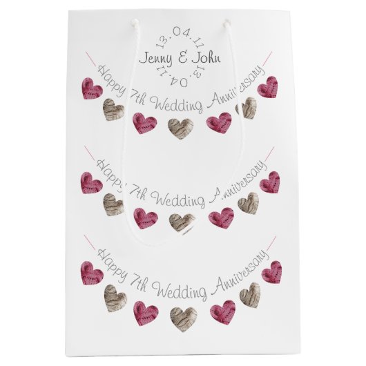 羊毛ハート第7回又は結婚何回かの抱き枕 ミディアムペーパーバッグ (正面)