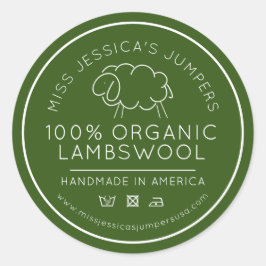 羊毛製品 緑 白 編み物 事業 ラウンドシール