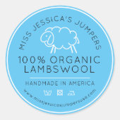 羊毛製品　青白　編み物　事業 ラウンドシール (正面)