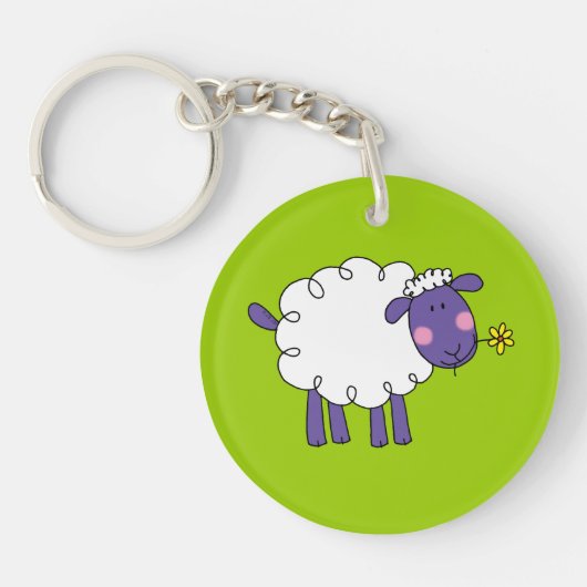 羊毛質のヒツジ キーホルダー (正面)