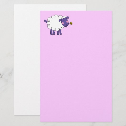 羊毛質のヒツジ 便箋 (正面/裏面)