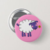 羊毛質のヒツジ 缶バッジ (正面&裏面)