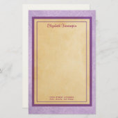 羊皮紙かわいらし質付きラベンダーパターン 便箋 (正面/裏面)