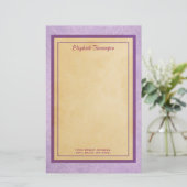 羊皮紙かわいらし質付きラベンダーパターン 便箋 (スタンド正面)