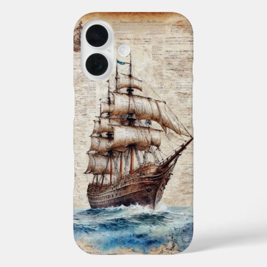 羊皮紙に描かれた大海原の古船 Case-Mate iPhoneケース (裏面)