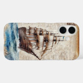 羊皮紙に描かれた大海原の古船 Case-Mate iPhoneケース (裏面 (横))