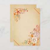 羊皮紙のオレンジ色のフローラ結婚は羊皮紙の 招待状 (正面/裏面)