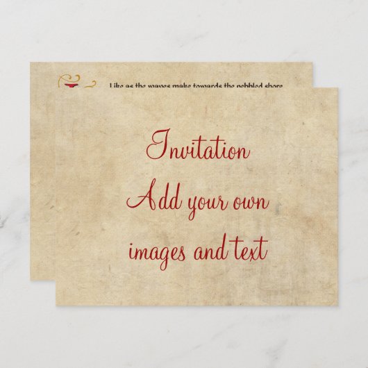 羊皮紙のシェイクスピアSonnet 60 (LX) 招待状 (正面/裏面)